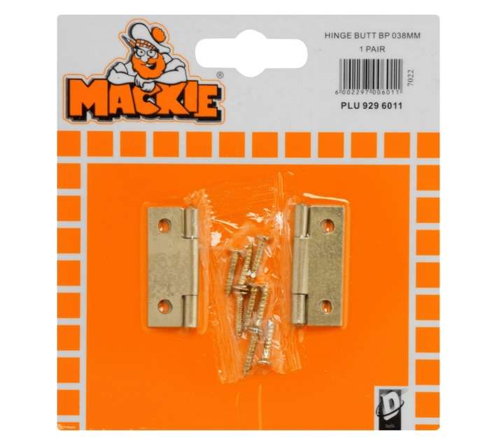 Mackie Butt Hinge - Brass Plated (38mm)
