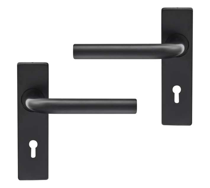 Mackie Juno Door Handle with Back Plate - Black (135mm)