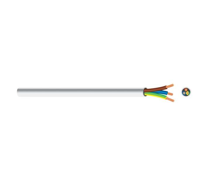 PVC Flexi Cabtyre 3 Core R5 Cable - White (2.5mm) (Per Meter)