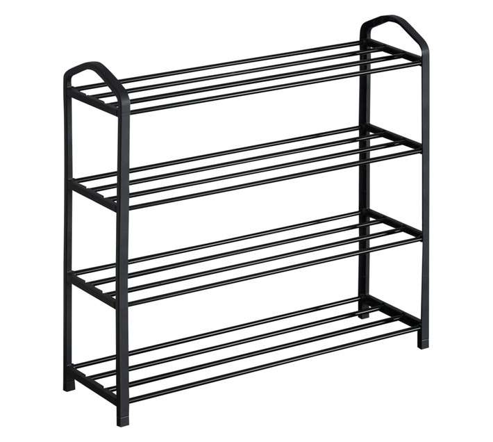FDB 4 Tier Shoe Rack - Black (620 x 200 x 620mm)