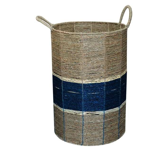 Design House Seagrass Basket - Natural/Navy (380 x 380 x 550mm)