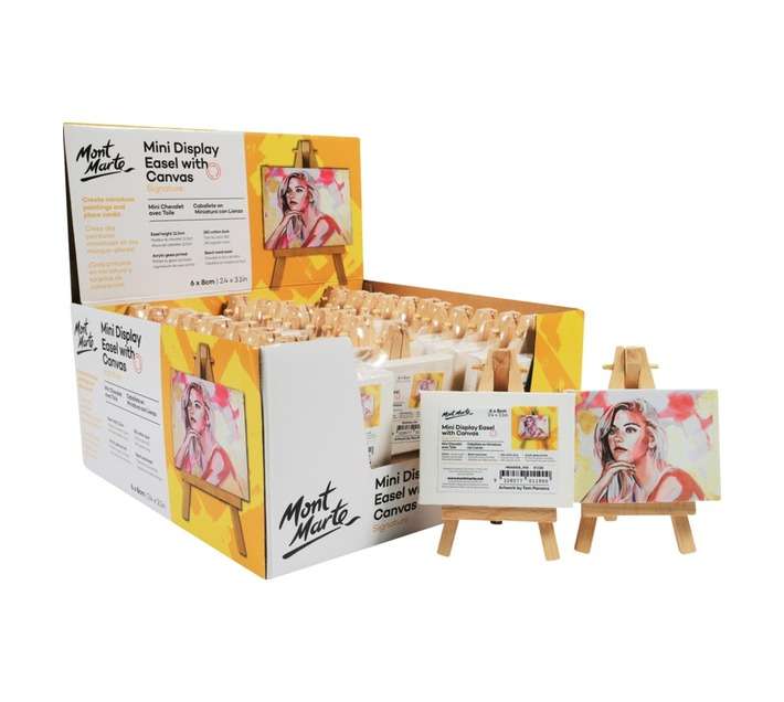 Mont Marte Mini Display Easel with Canvas - Brown/White (60 x 80mm)