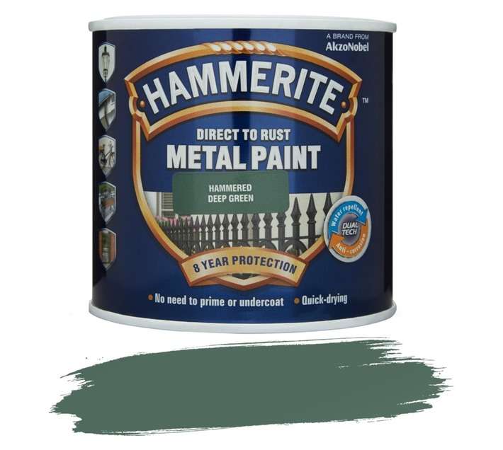 Hammerite Direct to Rust Hammered Metal Paint - Deep Green (500ml)