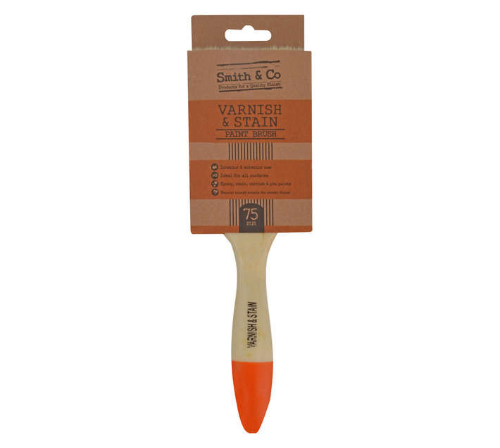 Smith and Co Varnish and Stain Paint Brush - Brown (75mm)