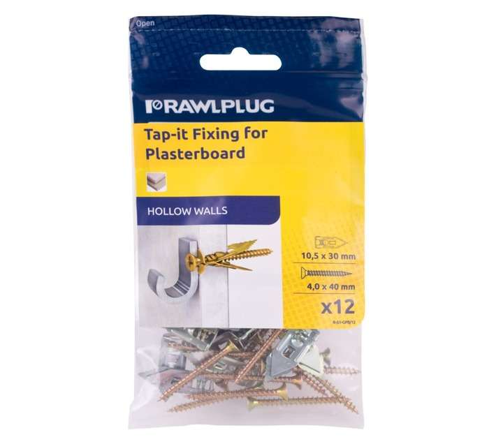 Rawlplug 12 x Hammer in Fixing and Screws (30 x 10.5mm)