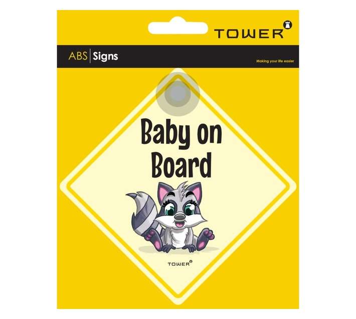 Tower Racoon Baby On Board Sign - Multicoloured