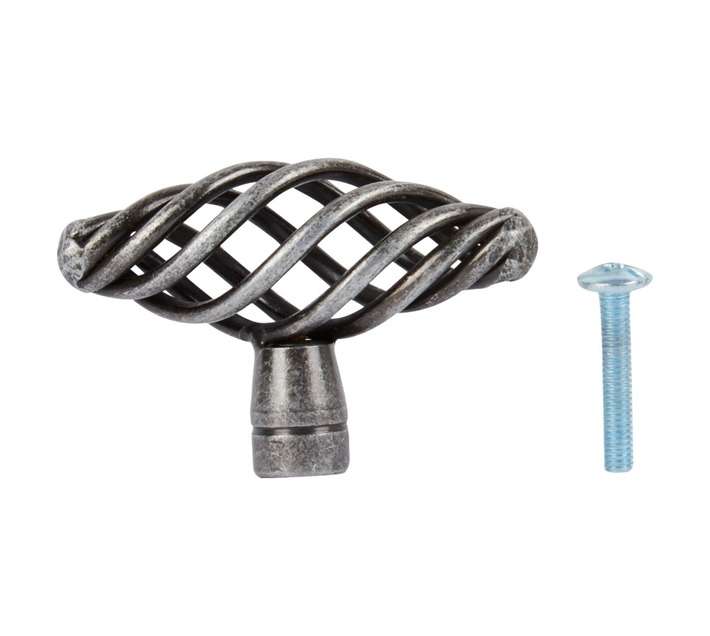 Home and Kitchen Flat Birdcage Knob - Pewter (60mm)