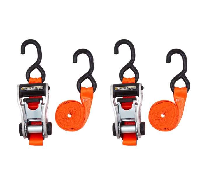 Smart Straps 2 x 680kg Lashing Capacity Ratchet Tie Downs - Orange (2500m)