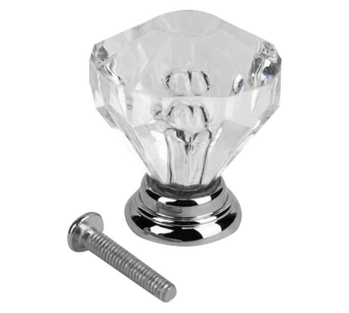 Home and Kitchen Acrylic Cone Knob - Clear/Chrome (32mm)
