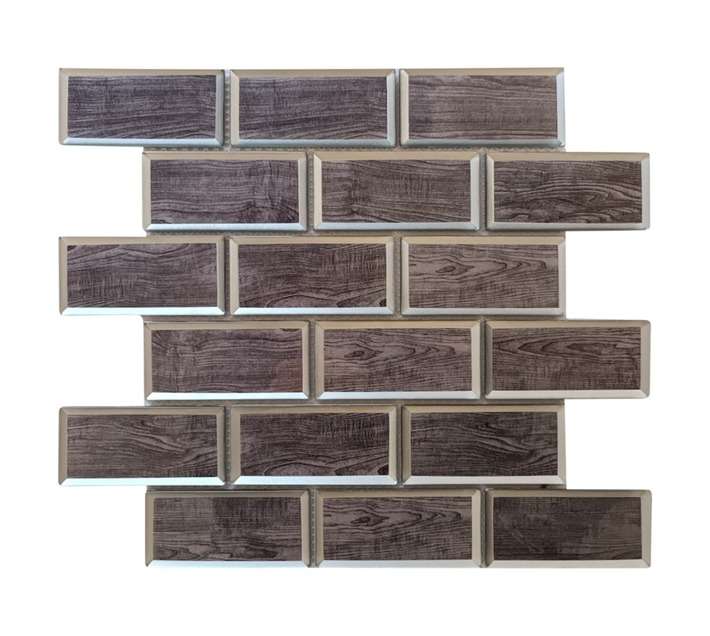 Earthstone Glass Metro Mosaic Tile - Silverwood (300 x 300mm)