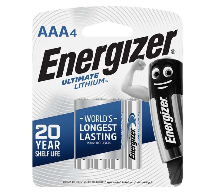 Energizer Ultimate 4 x Lithium Batteries (AAA)