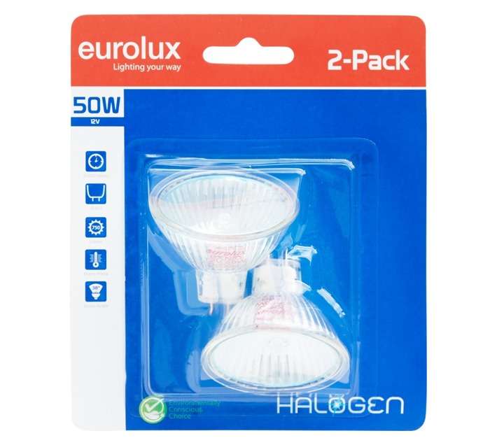Eurolux 2 x Mr16 Halogen Globe (50w)