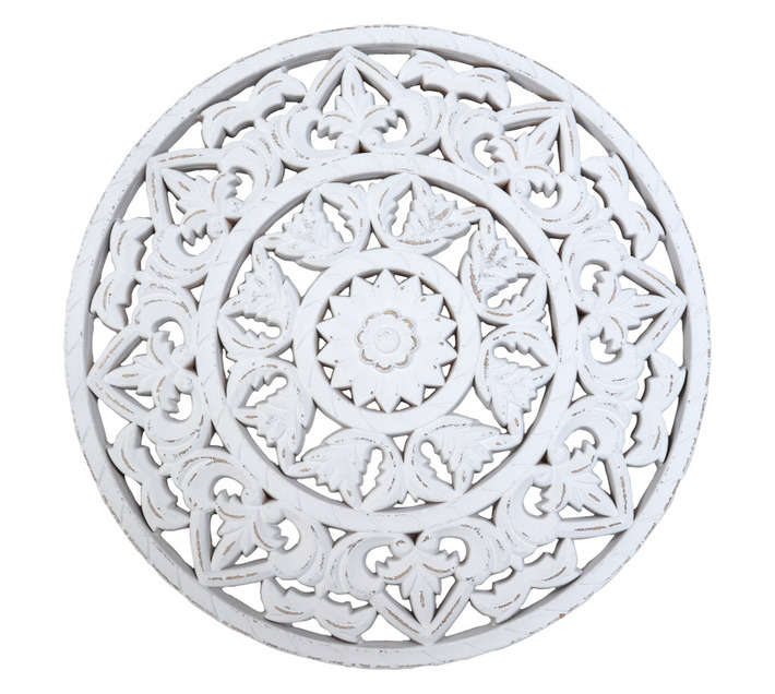 Design House Round Decorative Wooden Wall Art - White