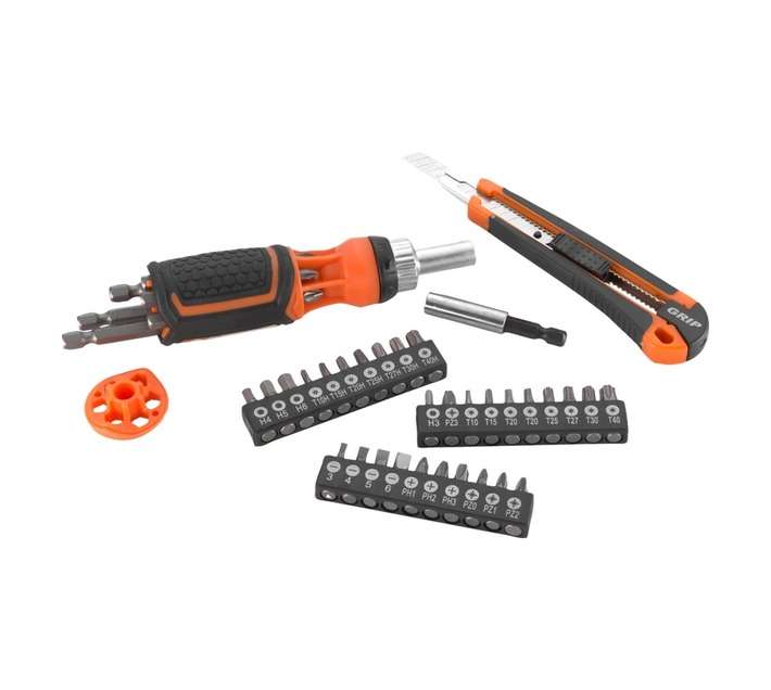 Grip Ratchet Screwdriver and Bit Set
