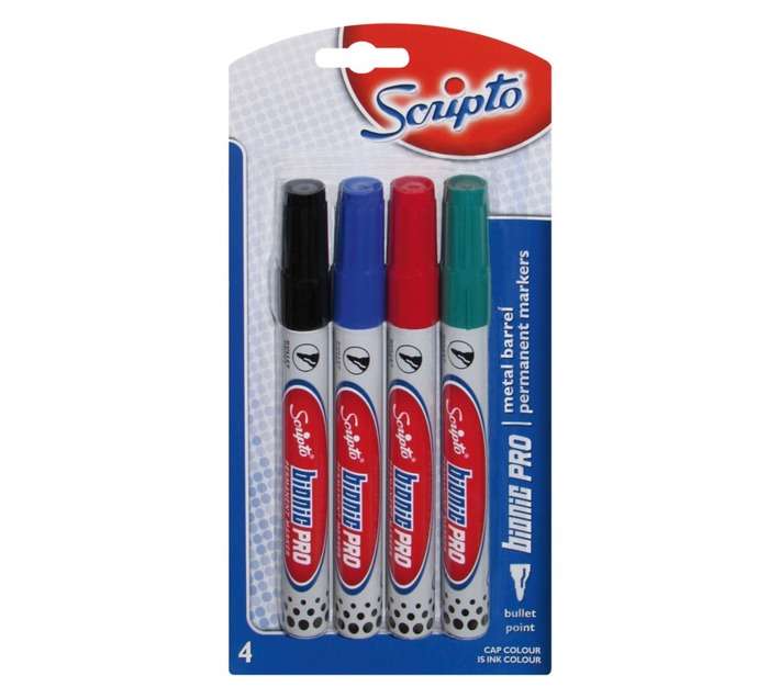 Scripto 63523A4C 4 x Assorted Bionic Pro Permanent Makers - Assorted (215 x 105 x 12mm)