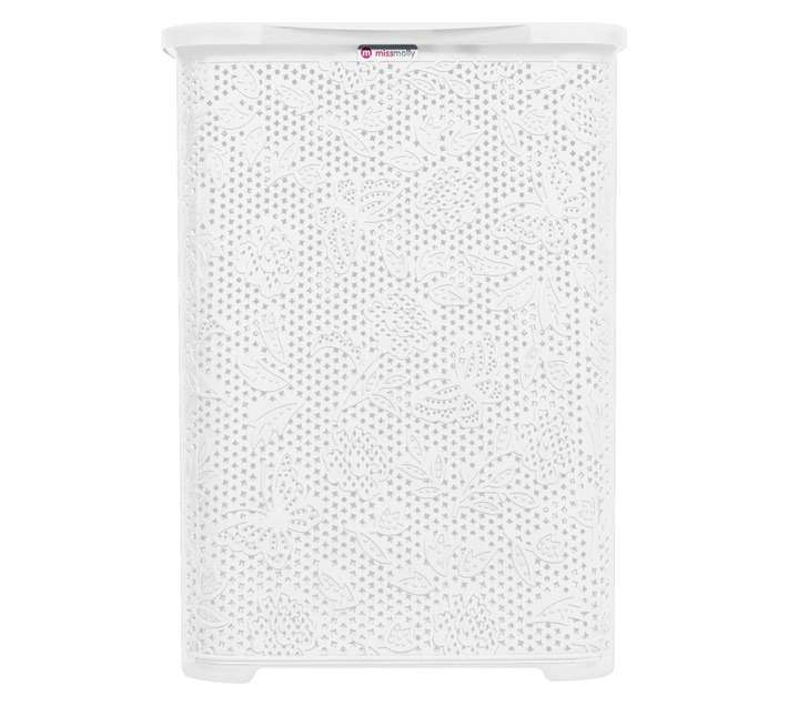 Rand Plastics Floral Linen Bin - White (75L)