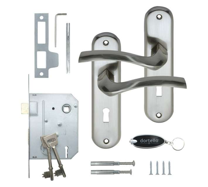 Dortello Villena Satin Nickel 3 Lever Lockset with Handles
