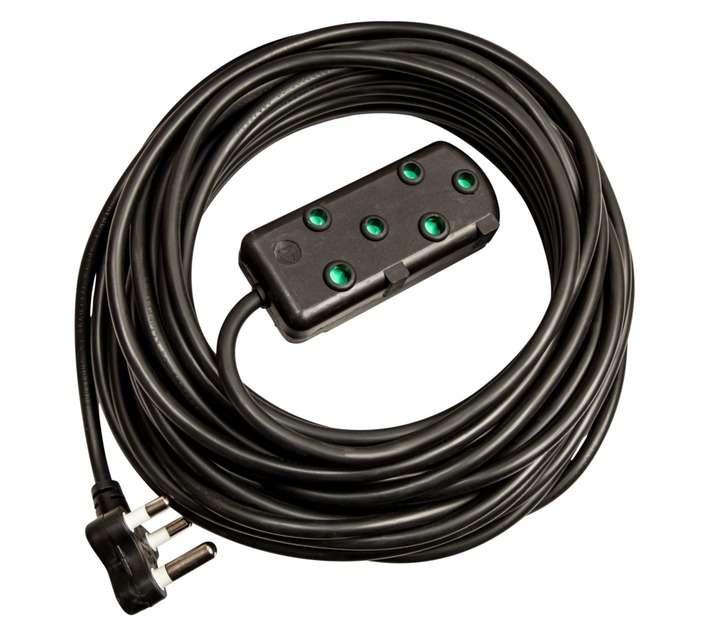 Electro Worx 16A Side By Side Extension Lead - Black (10m)