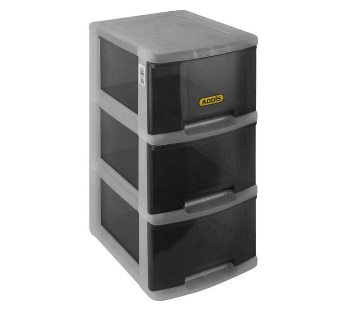 Addis Small 3 Drawer Slimline Storage Unit - Clear