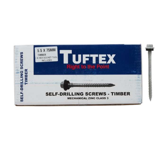 Tuftex 100 x Self Drill Screws - Timber (5.5 x 75mm)