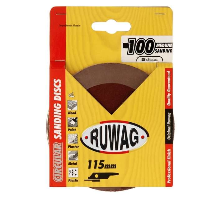 Ruwag 115mm P100 Fibre Circular Sanding Discs (5 Pack)