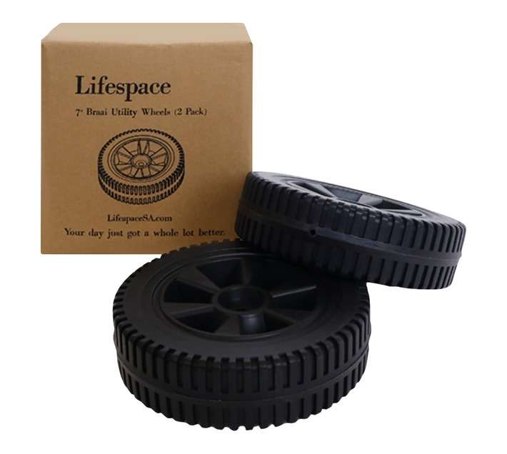 Lifespace LSJXCW07 2 x Universal Replacement Braai Wheels (180mm)
