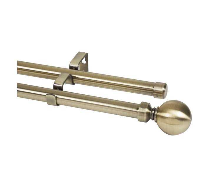 Design House Double Ball Curtain Rail - Brass (2000mm)