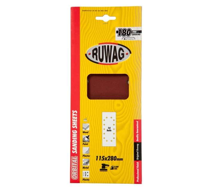 Ruwag P180 Orbital Sanding Sheets (115 x 280mm)