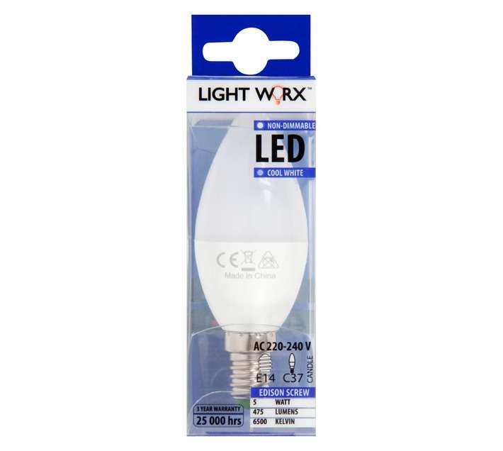 Lightworx LED Candle 5w E14 - Cool White
