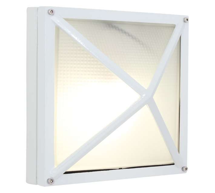 Eurolux Small Square Bulkhead Light with Cross - White (60W)