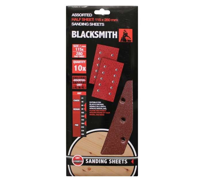 Blacksmith 1/2 Aluoxide Assorted All Half Sheet Sanders Sand Paper Sheets (10 Pack)