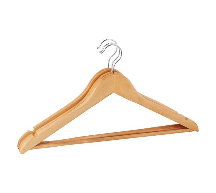 Orange Apple 3 x Wooden Clothes Hanger - Natural