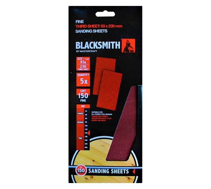 Blacksmith 1/3 Aluoxide Sand Paper Sheet 150 Grit (93 x 230mm)