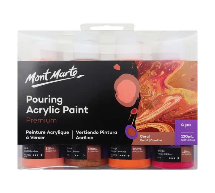 Mont Marte 4 Piece Coral Acrylic Paint Set - Assorted (120ml)