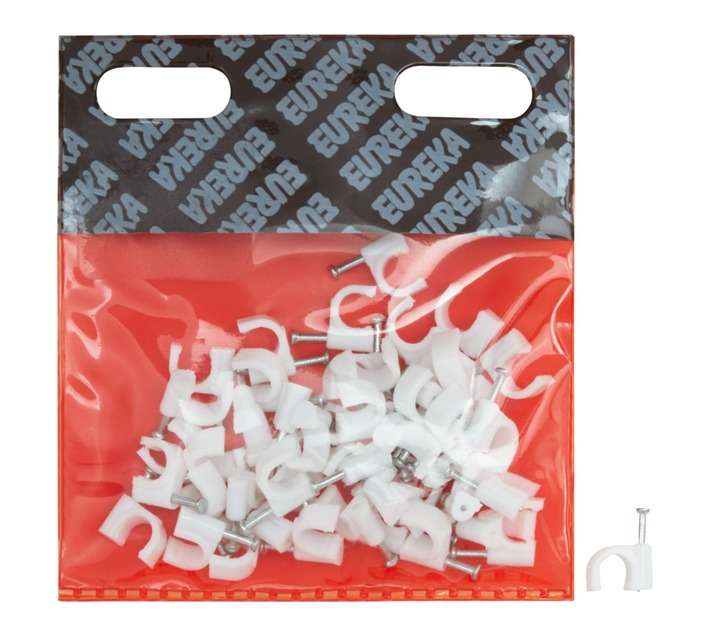 Eureka 50 x Round Cable Clips (8mm)