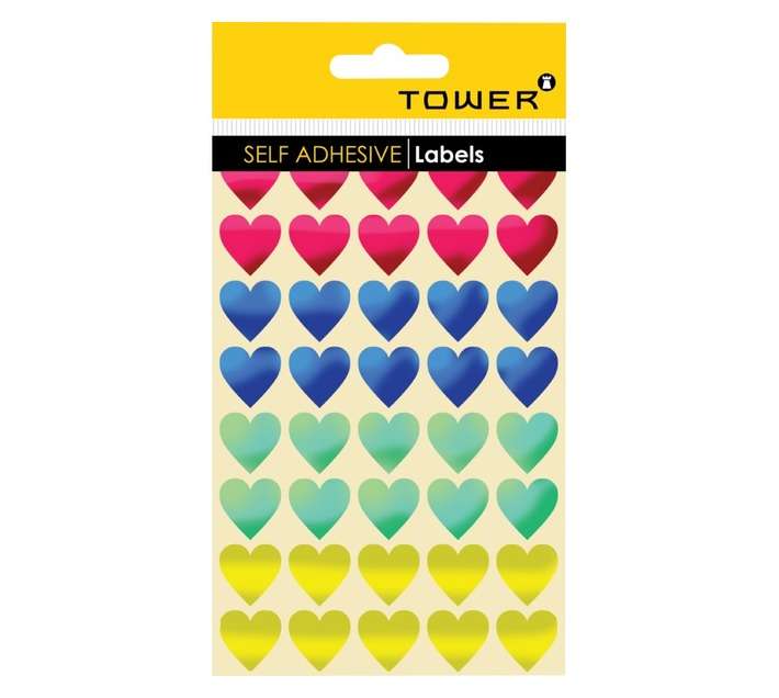 Tower Mixed Metallic Hearts Stickers - Assorted