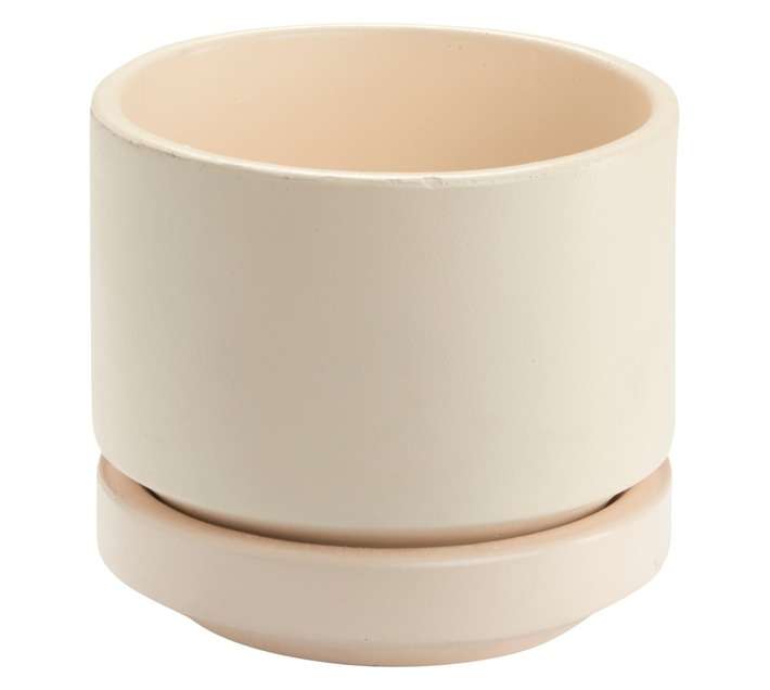 Good Roots Joss Concrete Pot and Saucer - Oatmeal (210 x 190mm)
