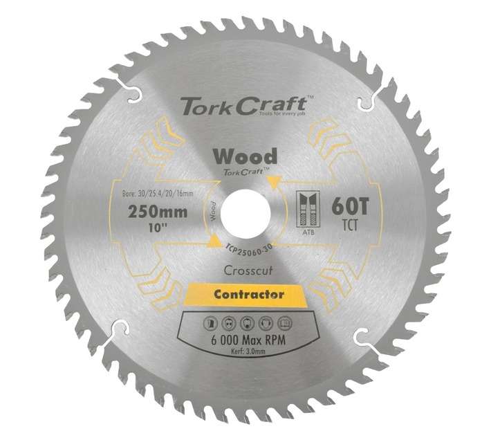 Tork Craft TCP30080 30/16 Circular Saw Contractor Blade (250mm)