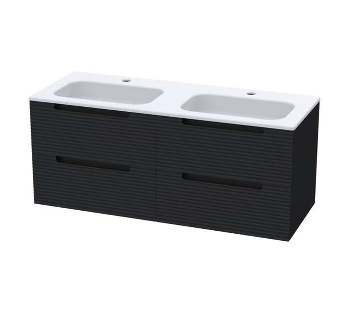 Luximo Design 4 Drawer Cara Vanity Cabinet - Matt Black (1200mm)