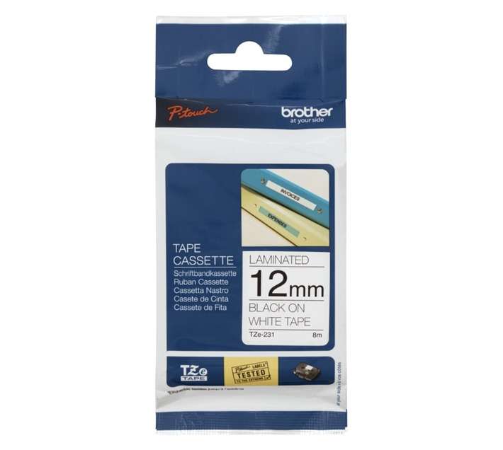 Brother TZE-231 Laminated Tape - White (12mm x 8m)