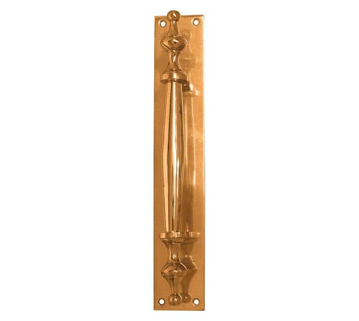 Euro Brass Pull Handle On Back - Plate Brass (300mm)