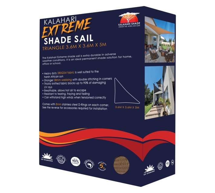 Kalahari Extreme Triangle Shade Sail - Sand (5000mm)