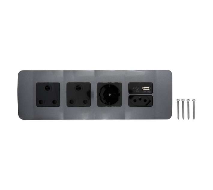 Veti Socket Shuko Usb Euro 2x16a - Black/Gm