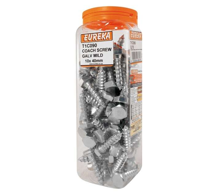 Eureka 10 x 40mm Coach Screw (Q75) Galvanised Mild
