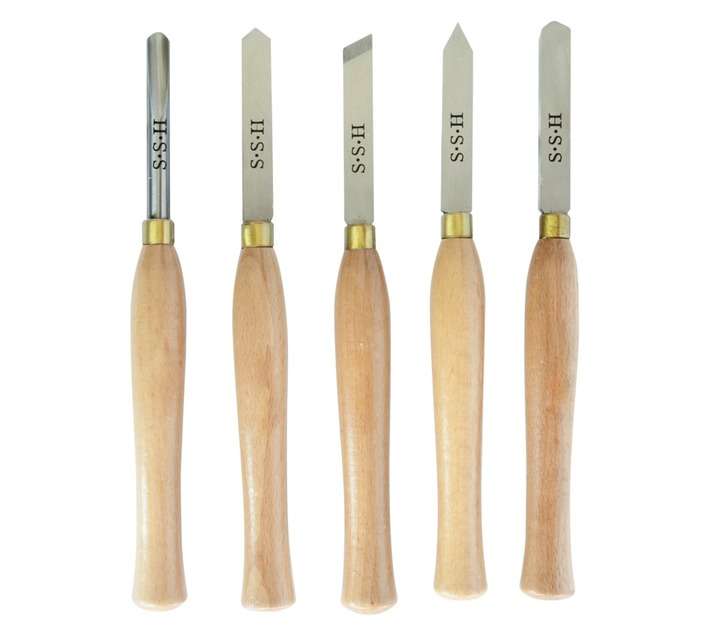 Tork Craft 5 Piece HSS Wood Turning Chisel Set with Case (300mm)