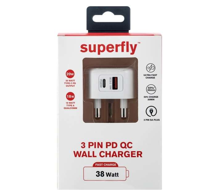 Superfly 3 Pin Wall Charger - White