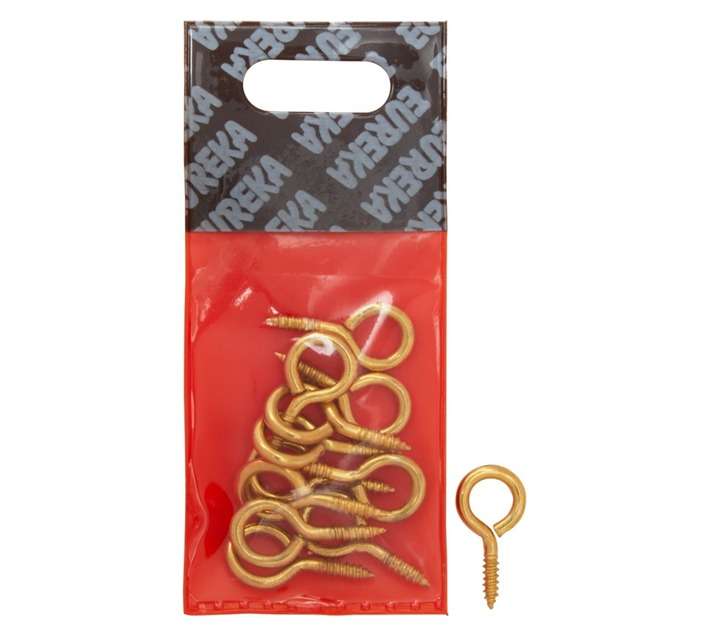 Eureka 2A96 14 x 31mm Screw Eye Brass Plated (8 Pack)