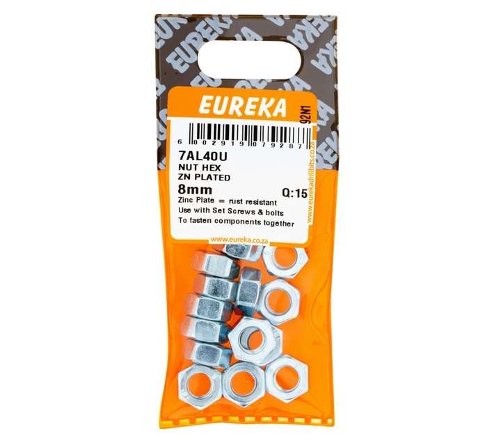 Eureka 8mm Galvanised Hex Nuts (15 Pack)