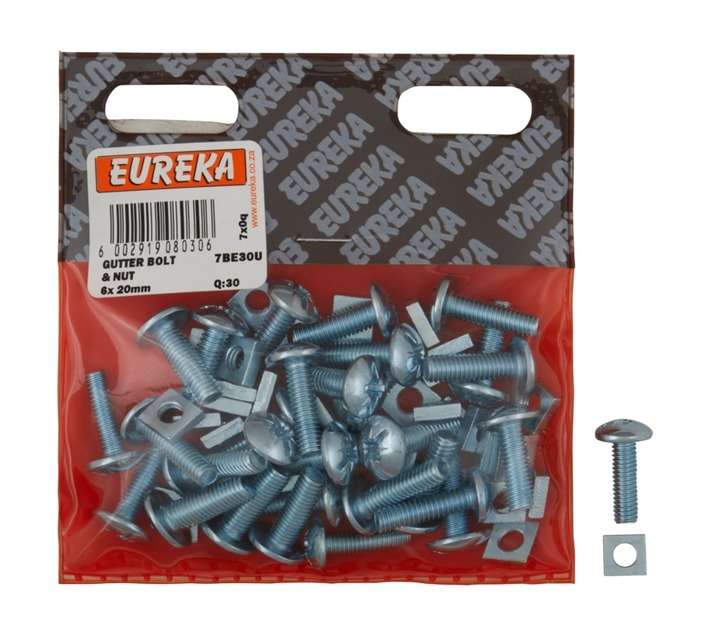Eureka 6 x 20mm Gutter Bolt and Nut (30 Pack)