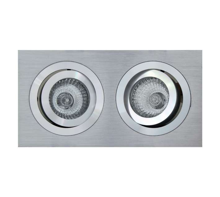 Eurolux D75 Rectangle 2 Light Tilt Downlight - Brushed Aluminium